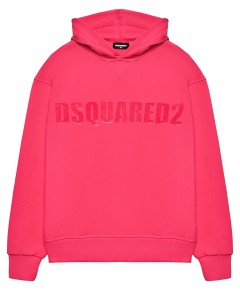 Толстовка-худи с лого в тон, фуксия Dsquared2